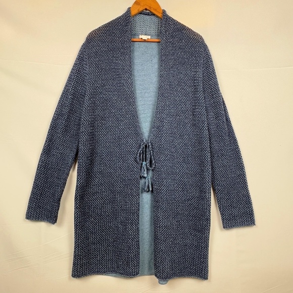 J. Jill Sweaters - J Jill Womens Wool Tie Cardigan Duster Sweater Sz L Open‎ Knit Beach Office NWOT